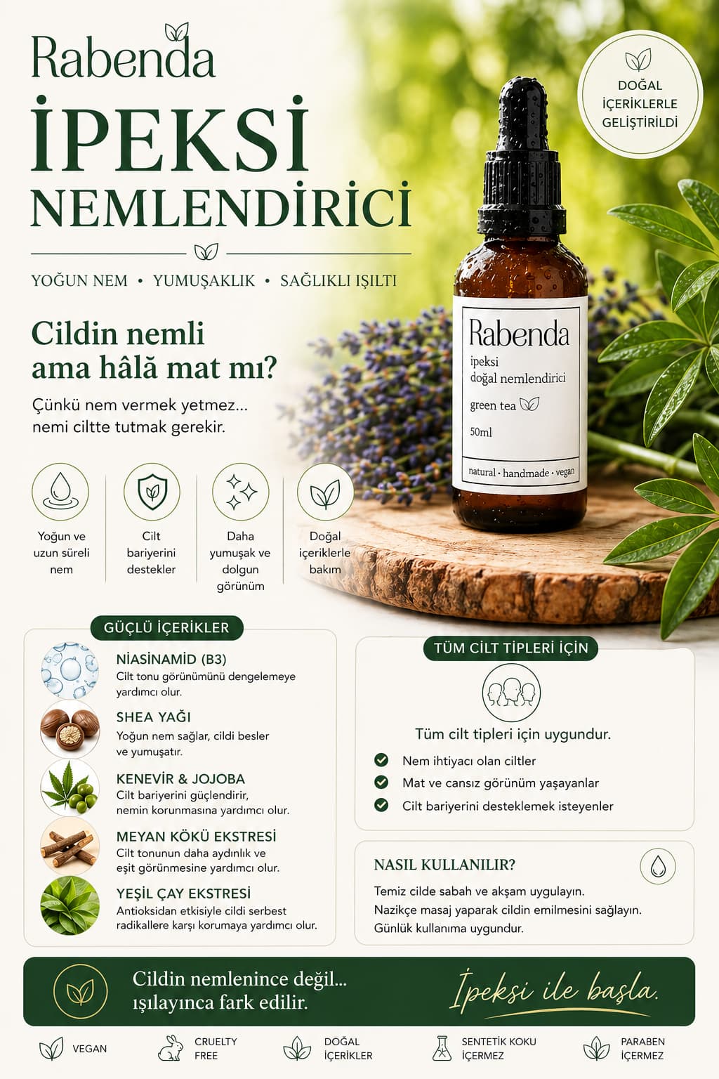 İpeksi Doğal Nemlendirici 10 ml-Deneme & seyahat için - Rabendanatural