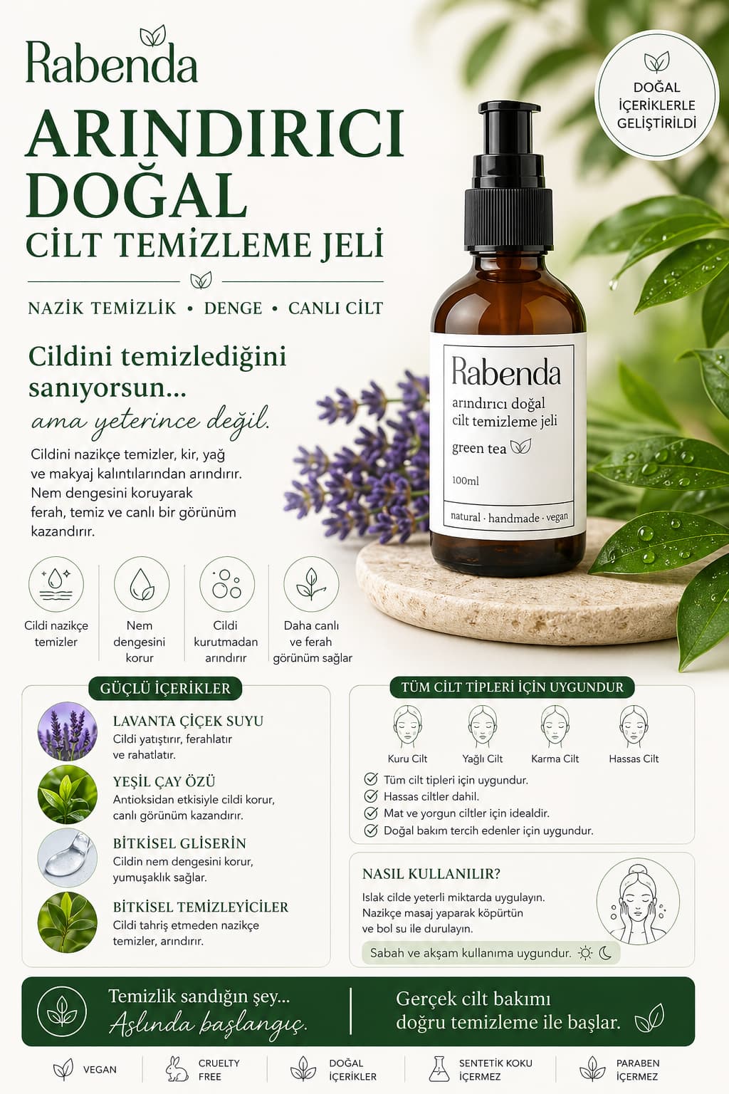 Doğal Cilt Temizleme Jeli - Rabendanatural