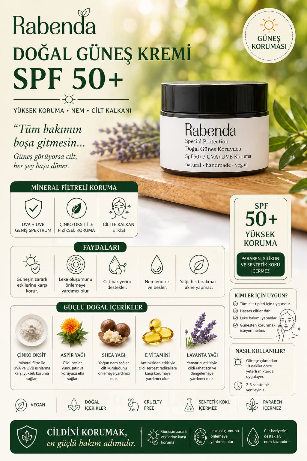 Special Protection Doğal Güneş Kremi SPF 50+ - Rabendanatural