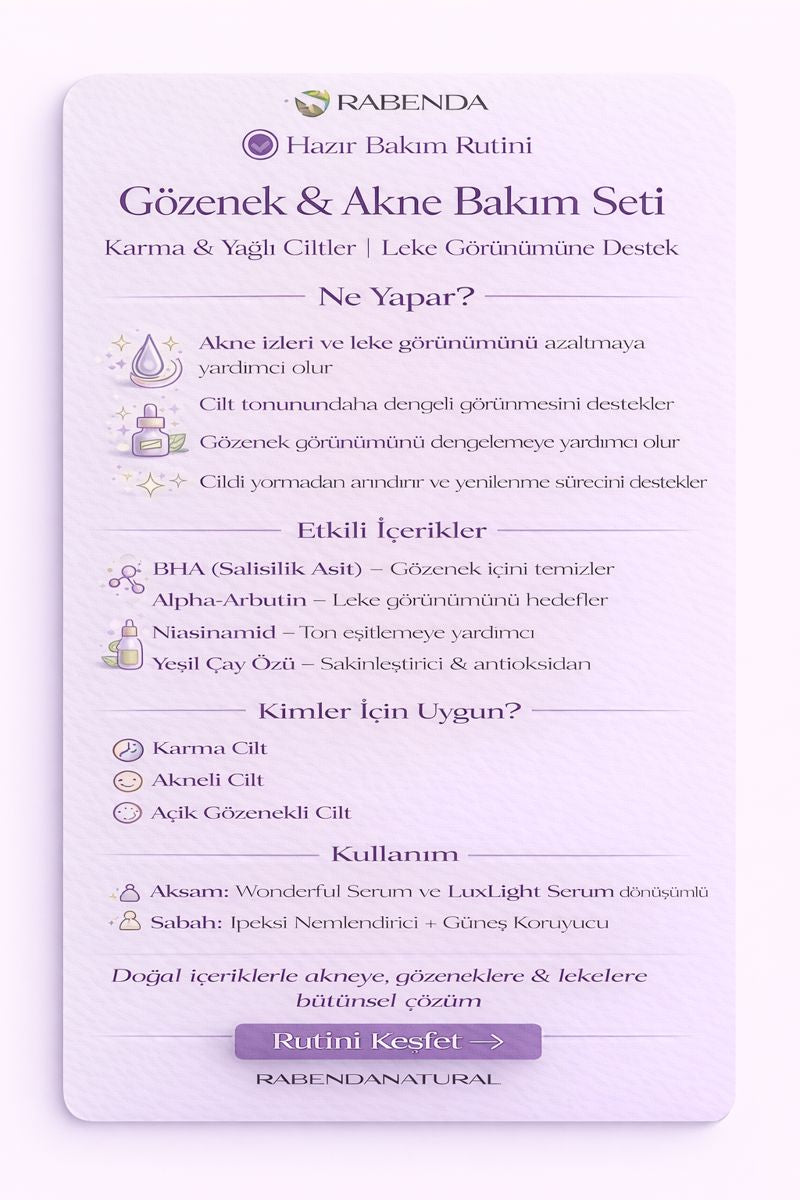 Gözenek Akne Bakım Seti karma cilt leke karşıtı akne izi giderici
